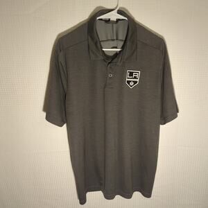Adidas LA Kings Polo Shirt Gray Short Sleeve NHL Logo Adult XL 100% Polyester